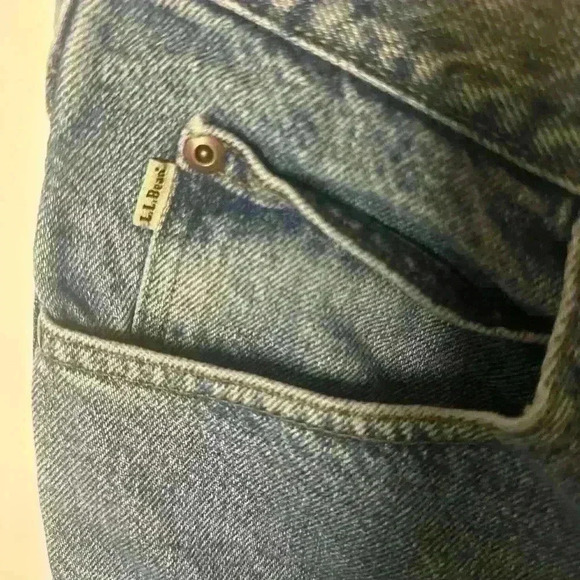 Flannel Lined LL Bean Mens Blue Jeans Actual 32x27 Straight Leg - Picture 3 of 16